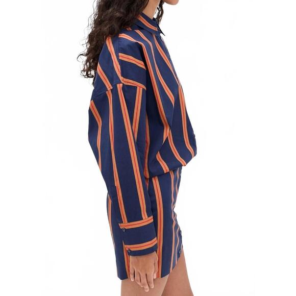 NEW STAUD cynthia long sleeve mini dress in railroad stripe - Picture 3 of 6